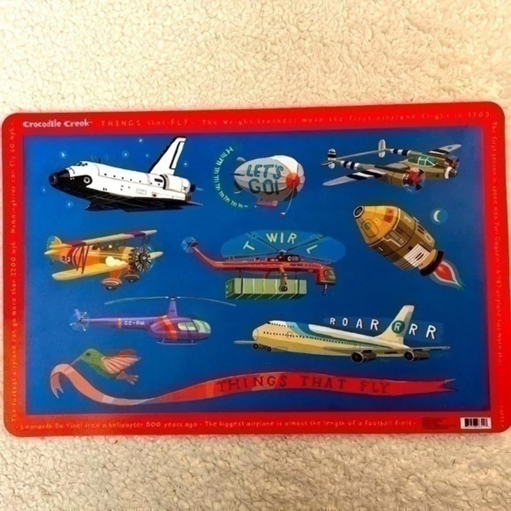 ☀️ 2/$10 Crocodile Creek "Things That Fly" Children's Placemat